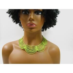 Summer Lime Green Classic Beaded Boho Choker Collar Necklace 16-18 inch